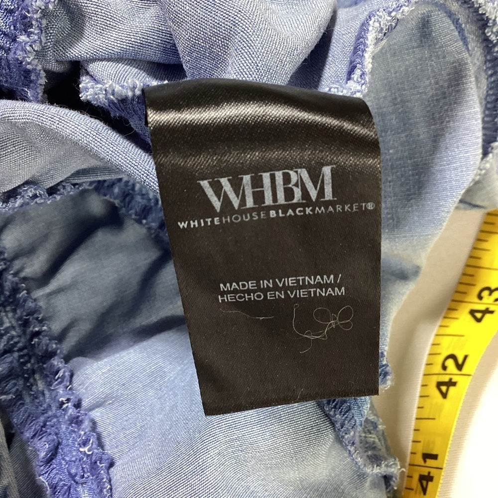 White House Black Market Light Blue Ruched Button-Front Chambray Shirt - Picture 7 of 14